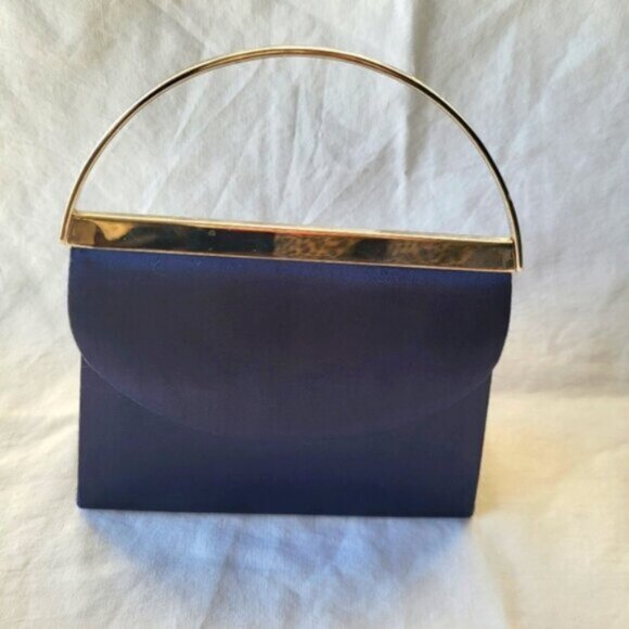 Vintage Blue Satin Mini Handbag - Picture 2 of 11
